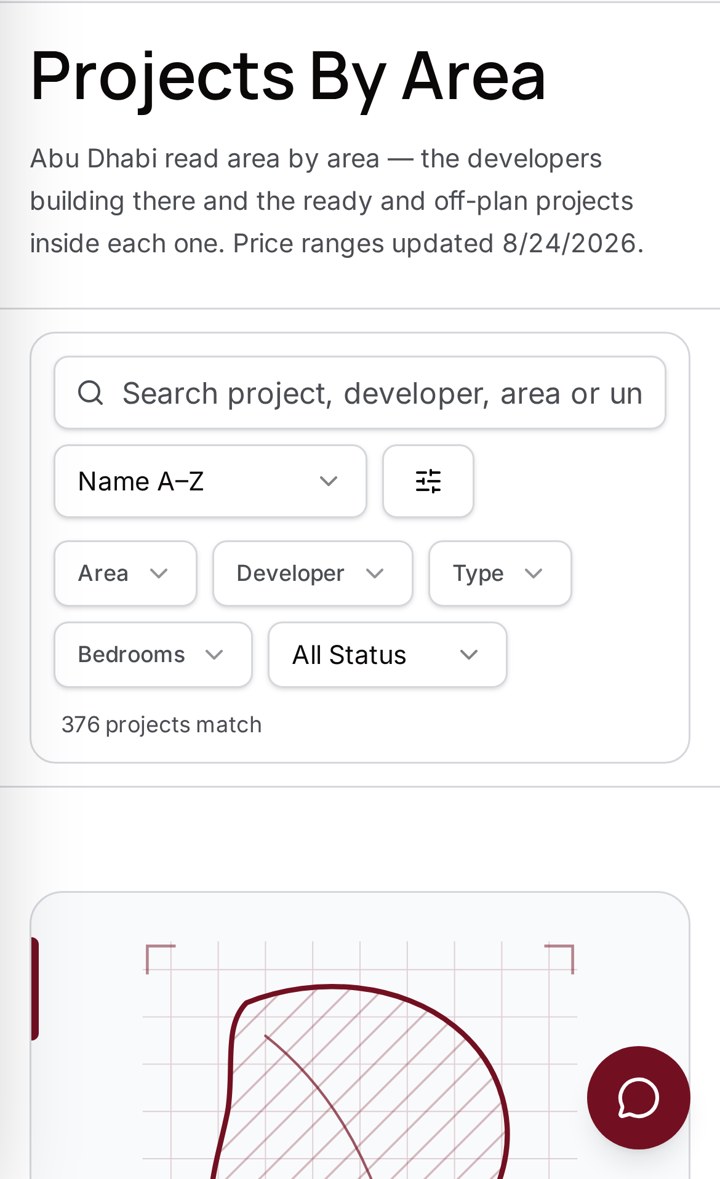 A sample project search interface
